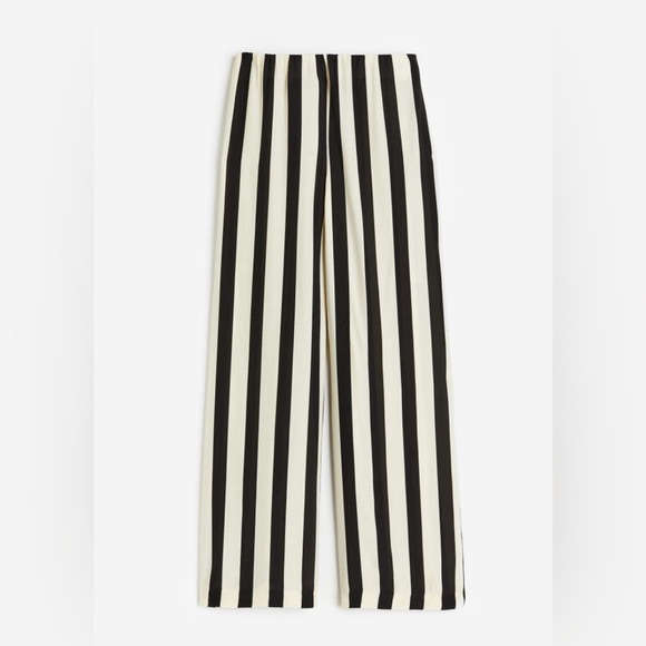 Black and White Striped Elastic Waist Pull On Pants H&M - Picture 6 of 9